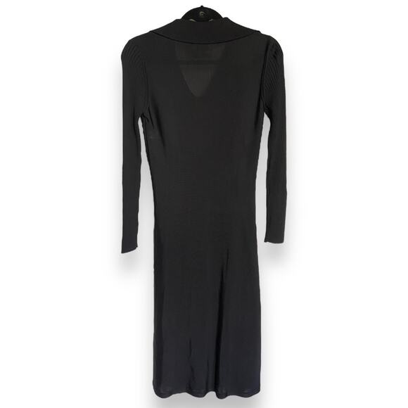 St. John Womens Dress Size XS Knit Shirt Collar Midi Black Pocket Slip Collared - Picture 6 of 10